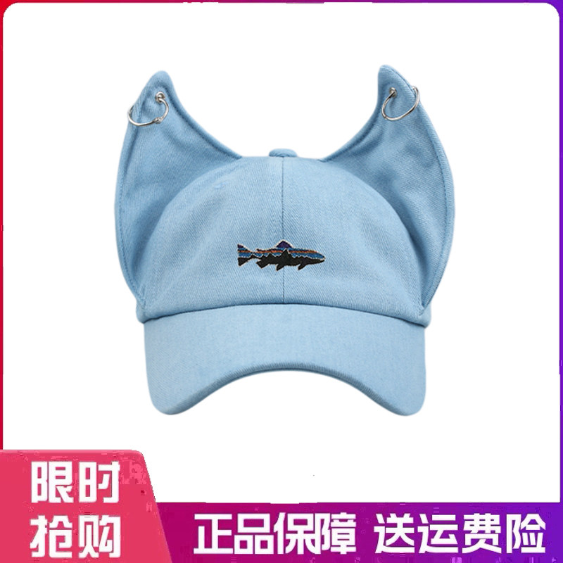 户外帽子个性可爱狐狸耳朵金属扣鸭舌帽四季百搭弯檐棒球帽显脸小
