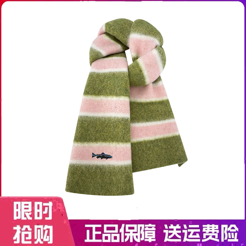 户外围巾简约撞色条纹针织围巾女秋冬季保暖休闲百搭拼色毛线围脖