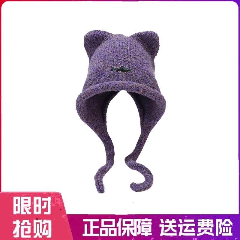户外帽子韩版时尚猫耳针织毛线帽女款2025新款冬季加厚保暖护耳帽
