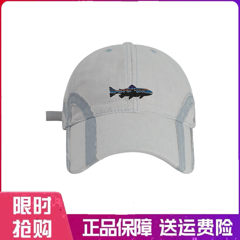 户外帽子美式复古水洗牛仔小众贴布设计男女街头棒球帽软顶鸭舌帽