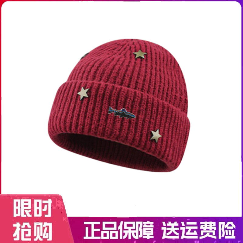 户外帽子立体星星针织毛线帽女秋冬季冷帽加厚保暖显脸小包头帽子