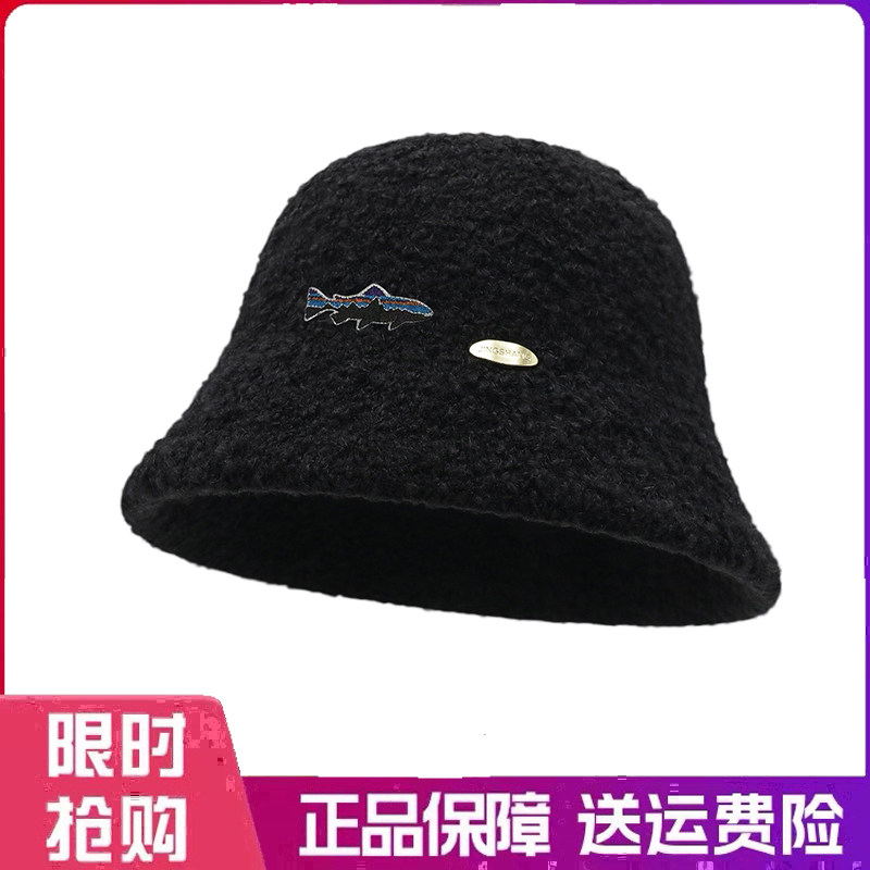 户外帽子羊毛渔夫帽女秋冬保暖护耳盆帽素颜遮脸百搭显脸小水桶帽