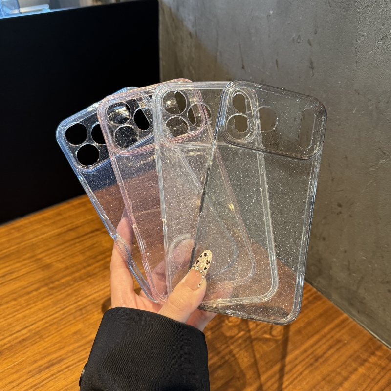 高品质奢华适用苹果17promax手机壳新款透明细闪粉iphone16防摔软壳全包15plus高级感硅胶14/13pro保护套男女