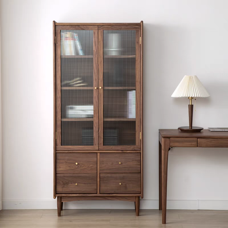 OTHER北欧实木书柜家用客厅靠墙大容量收纳柜书房日式落地储物柜