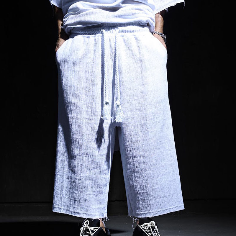 韩国代购BYTHER皱纹复古九分裤休闲清凉纯棉宽松裤子25新春秋男女