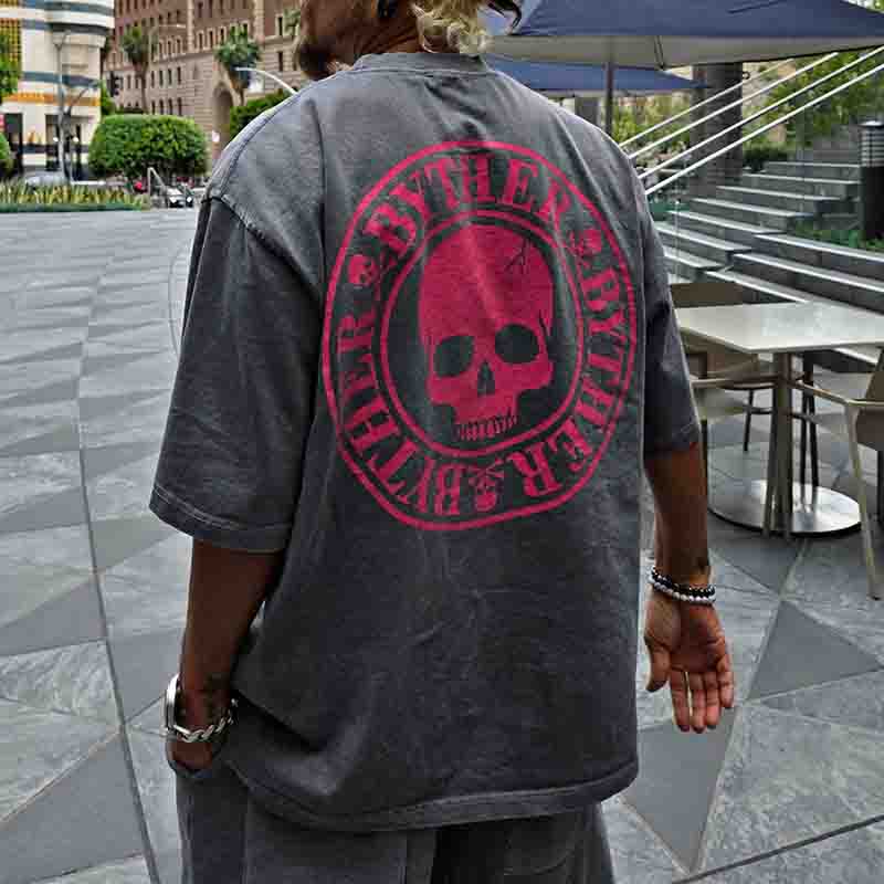 BytheRT恤粉色骷髅头纯棉上衣