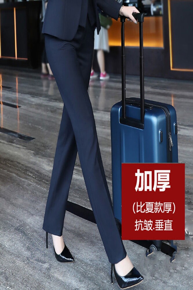 厚款职业西裤女黑色女士西装裤高腰修身显瘦女西裤银行工作裤子女