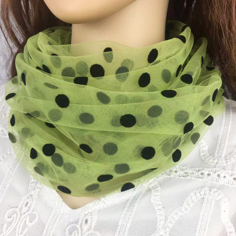 秋冬网纱套头波点小围脖女士套脖套夏季薄款百搭防晒护颈丝巾围巾 - 倾城之恋出品