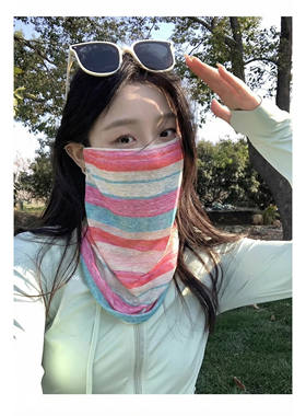 夏季冰丝挂耳防晒面纱面罩女护颈围脖子一圈套头脖套遮脸防紫外线