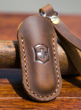 适用瑞士刀具皮套折叠刀套牛皮真皮手工挂腰便携猎人保护套刀鞘
