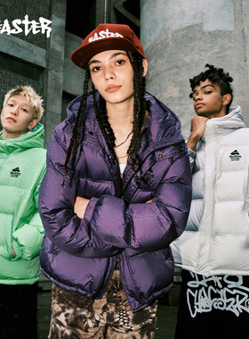 BEASTER蘑菇连帽羽绒服男23冬装肌理面料白鸭绒短款无性别外套女