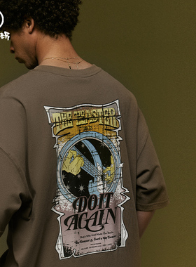 BEASTER 官方印花男士短袖t恤男夏季新款潮牌美式复古情侣装上衣