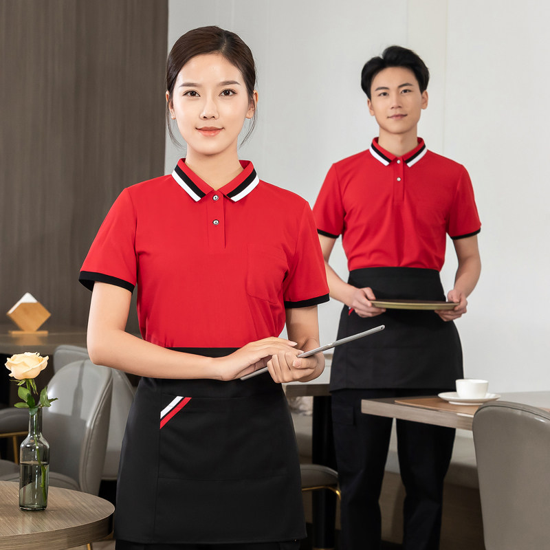餐饮工作服夏季饭店快餐烤肉店饺子馆食堂火锅小吃店服务员短袖女