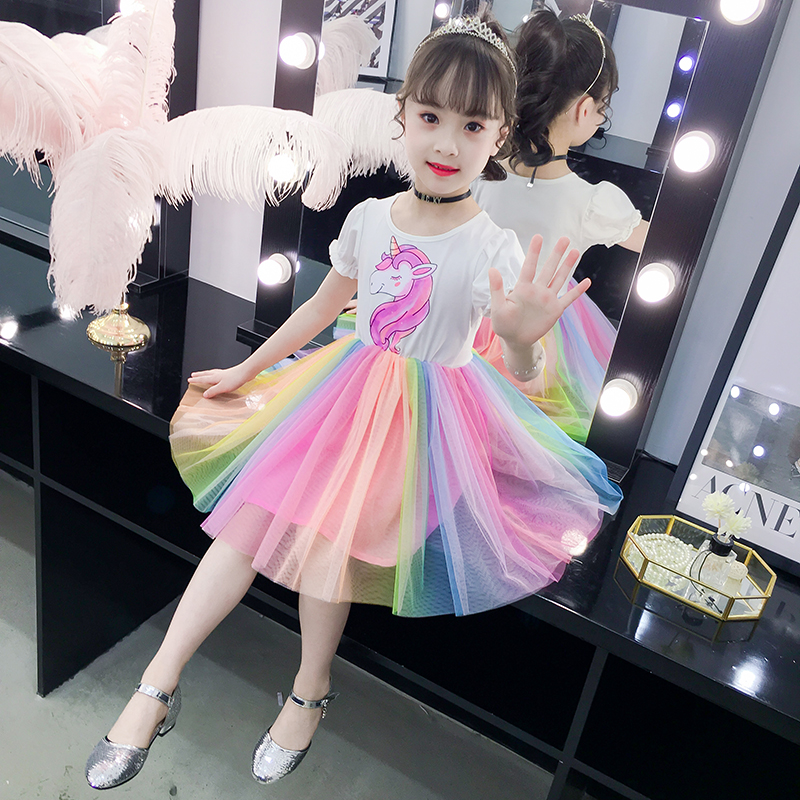 童装夏女童彩虹裙连衣裙2025新款中大儿童公主裙小女孩洋气裙子潮