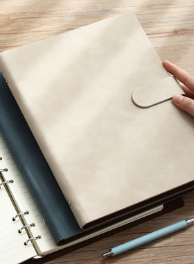 A5B5记事本活页本笔记本子计划本手账本加厚羊巴皮日程本商务文具会议记录本搭扣活页夹日记本支持定制LOGO