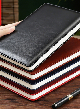 a5笔记本子定制可印logo超厚加厚记事本商务b5黑色皮面本工作会议记录本子办公简约大学生日记本高档软皮批发