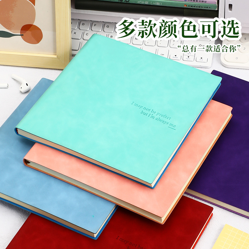笔记本2024年新款记录本方形本考研学生网格思维导图书阅读摘抄笔记本子大号草稿本创意手账本空白素描白纸本