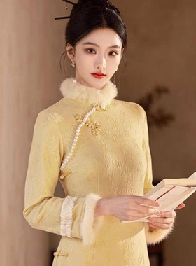 【出租】冬款新中式旗袍红色国风套装领证晚礼服年会敬酒服秋冬