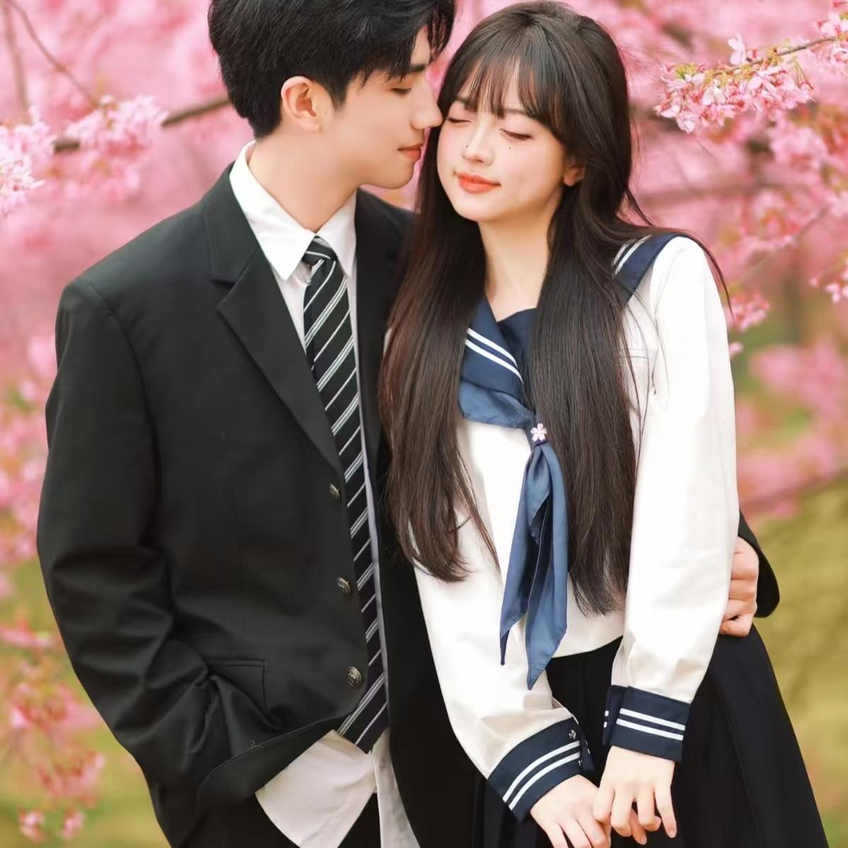 【出租】JK制服情侣DK男生樱花学生日系衬衫写真西装套装租赁图片