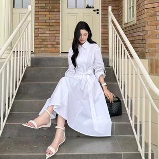 Vane韦恩十三行早春新款时尚收腰显瘦长袖连衣裙女轻奢高级感长裙