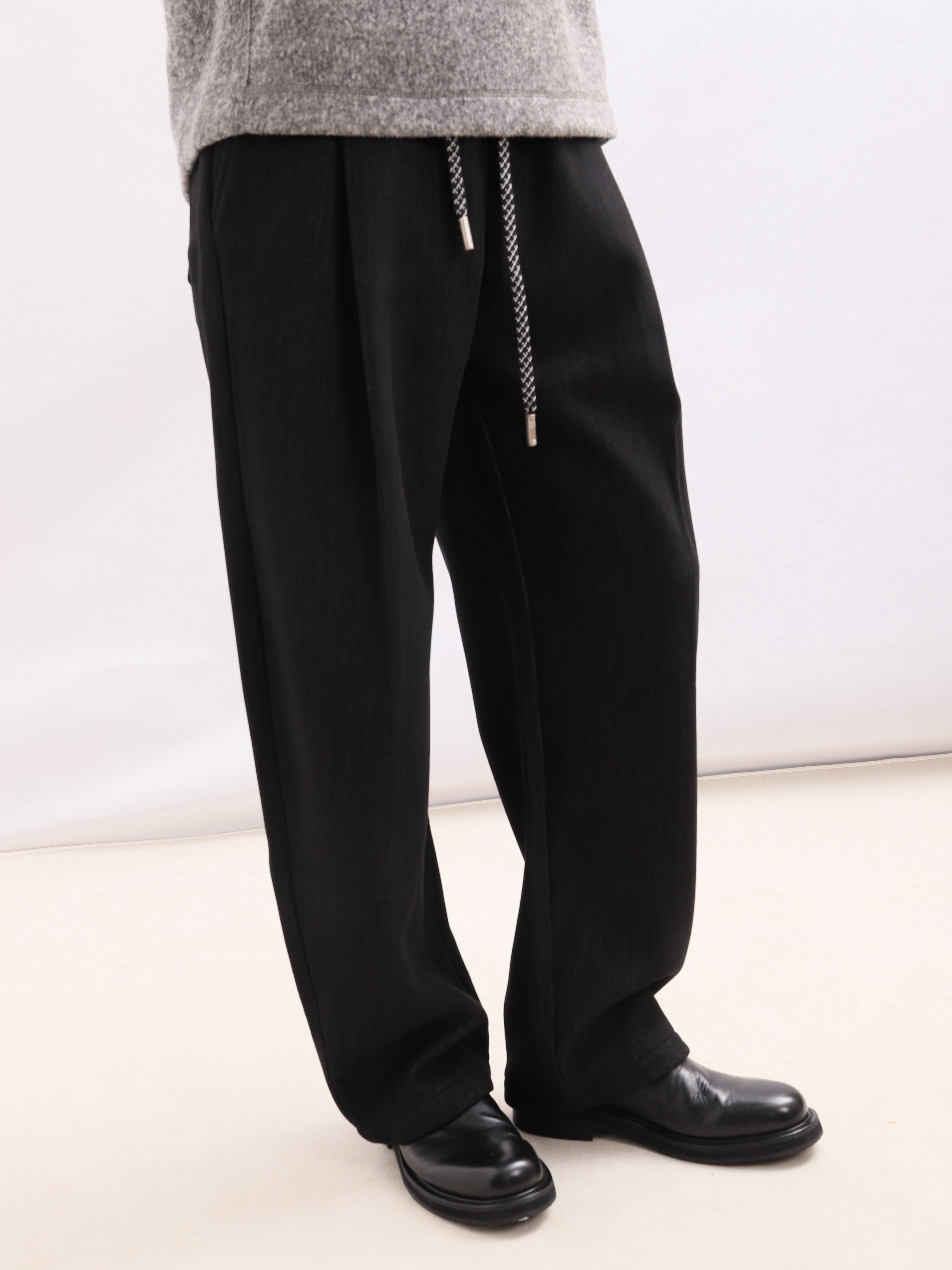 MRMO陌先生男士羊毛混纺抽绳休闲裤宽松直筒阔腿长裤秋冬新品