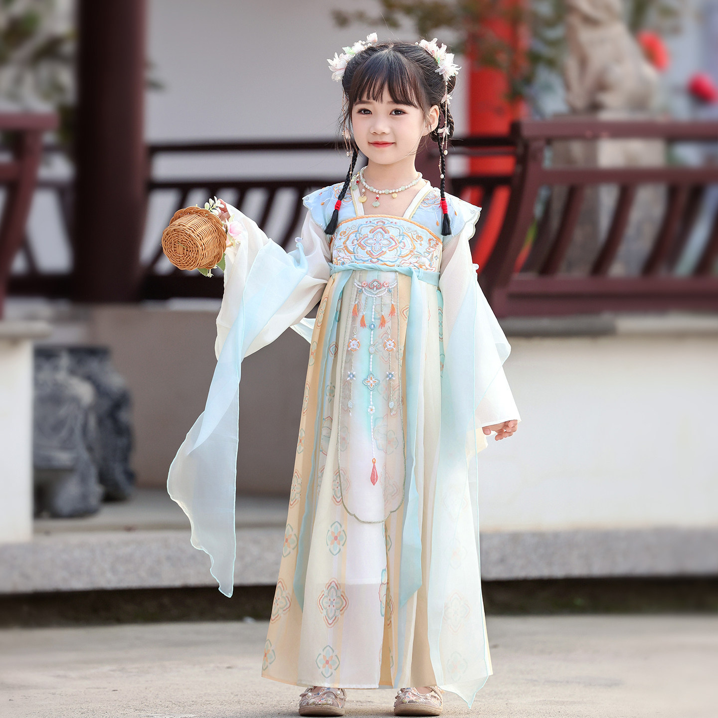 汉服女童春款2026新款连衣裙儿童襦裙中国风古装超仙唐装公主春季