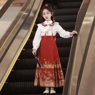 女童马面裙冬装明制汉服套装2026新款拜年服儿童中国风新中式古风