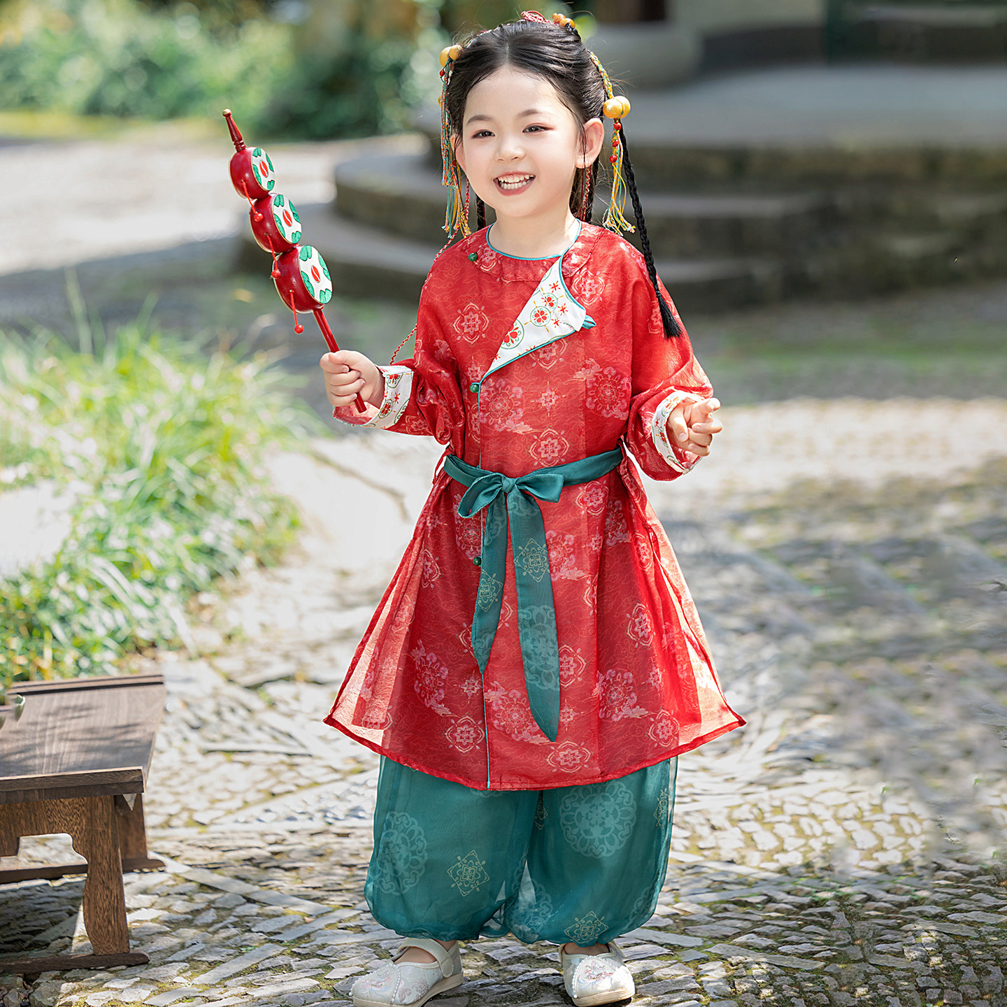 儿童汉服女童秋季2026新款国风唐装新中式圆领袍中秋套装古风秋装