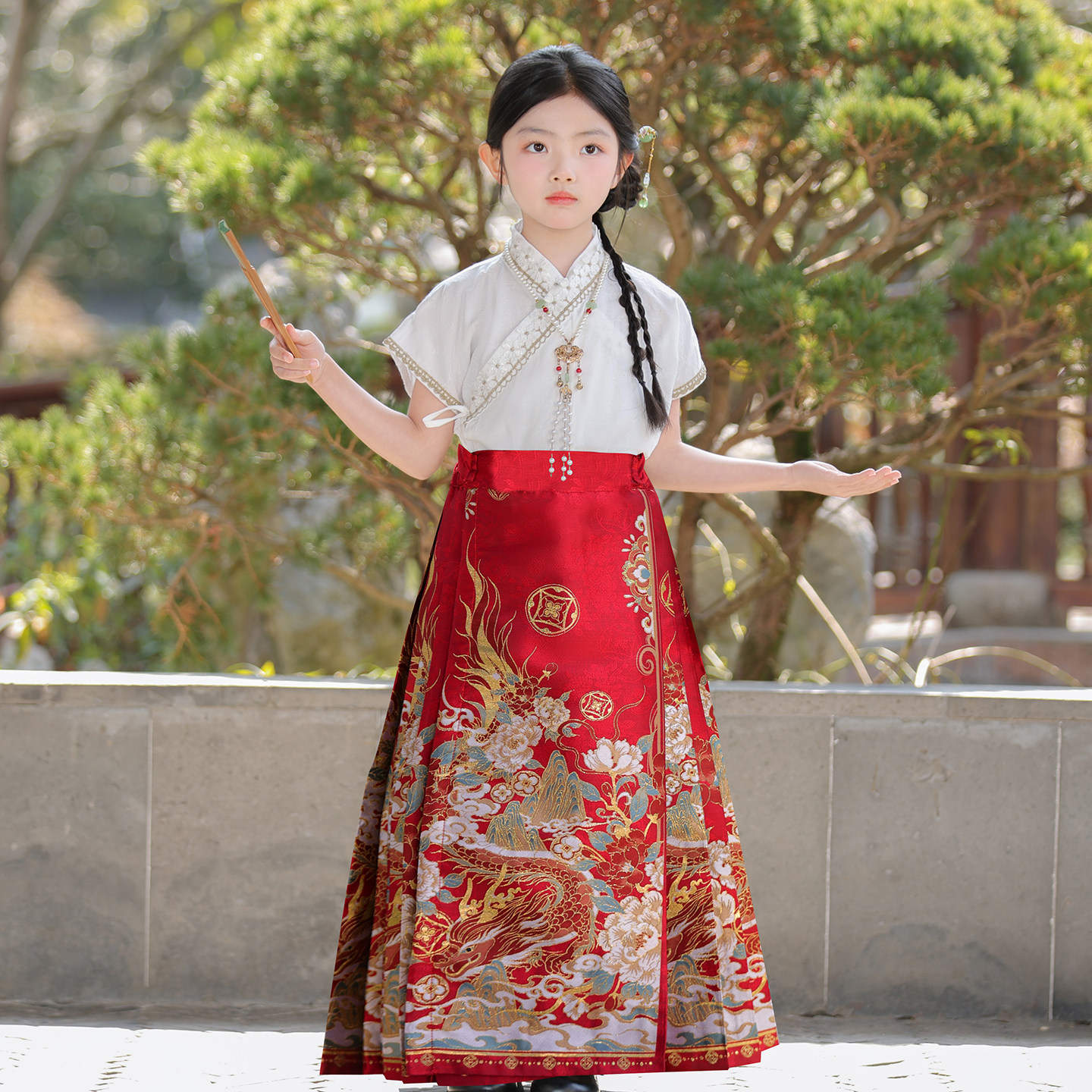 汉服女童马面裙夏款2026新款儿童明制国风古装套装日常可穿上衣薄图片
