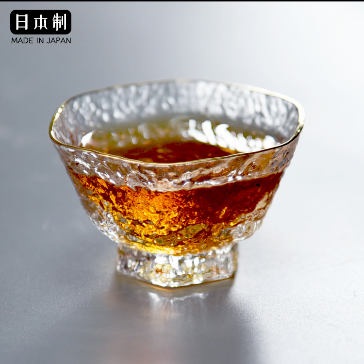 东洋佐佐木日式锤纹六角金边茶杯