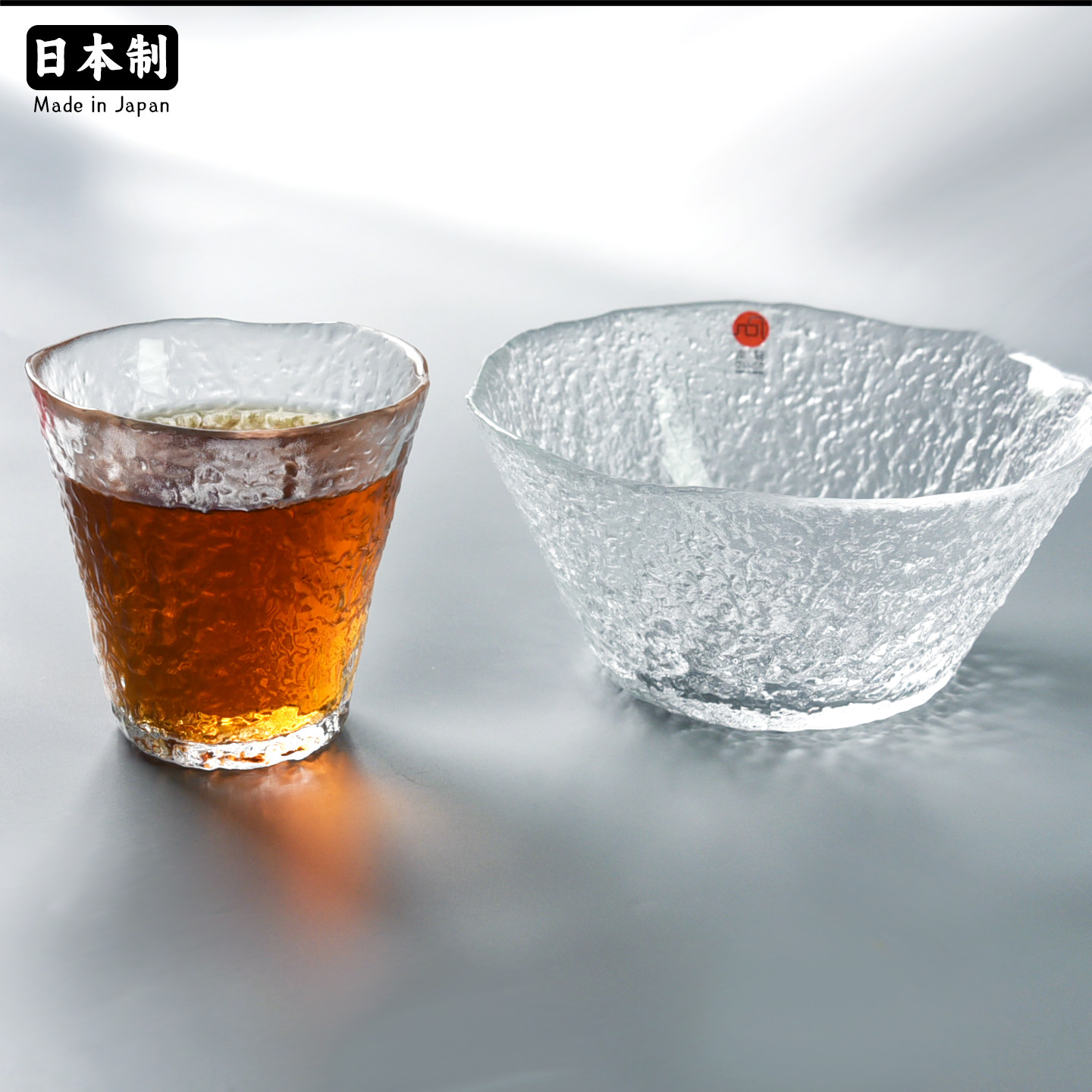 津轻初雪日本制原装进口aderia玻璃碗日式锤纹茶杯茶具酒杯水杯子