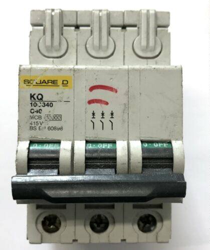 KQ10C340 SQUARE D KQ 40 AMP TYPE C 40A TRIPLE POLE MCB 3 PHA