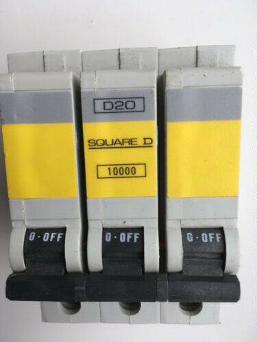 SQUARE D QOE D20 20 AMP QO320ED10 10KA TRIPLE POLE MCB CIRCU