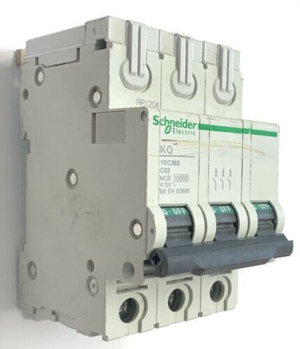KQ10C363 SQUARE D KQ 63 AMP TYPE C 63A TRIPLE POLE MCB 3 PHA