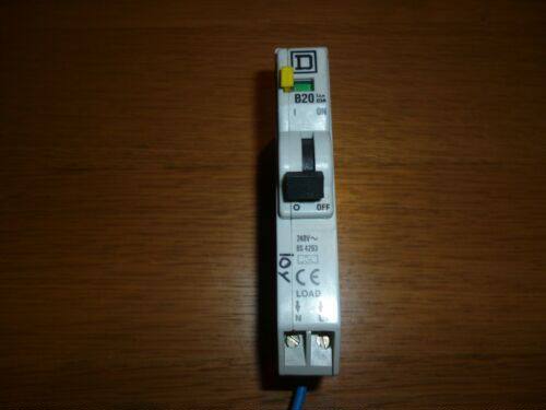 SQUARE D 20A RCBO QOE TYPE B  1 POLE PLUG IN OLDER TYPE