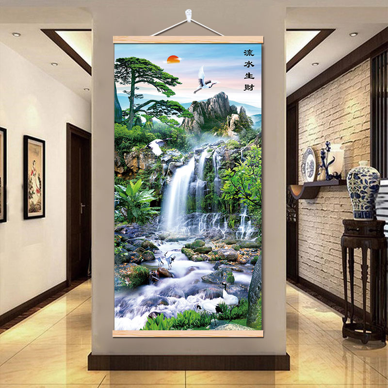 高山流水大瀑布山水画挂画