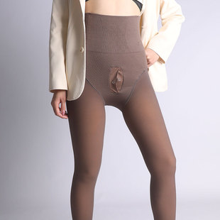 170斤收腹提臀九分保暖裤 透肤踩脚裤 袜假透肉大码 460克男高腰连裤