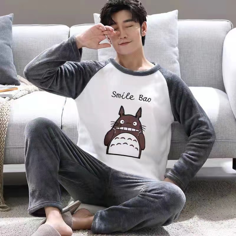 珊瑚绒初中学生保暖睡衣男大童