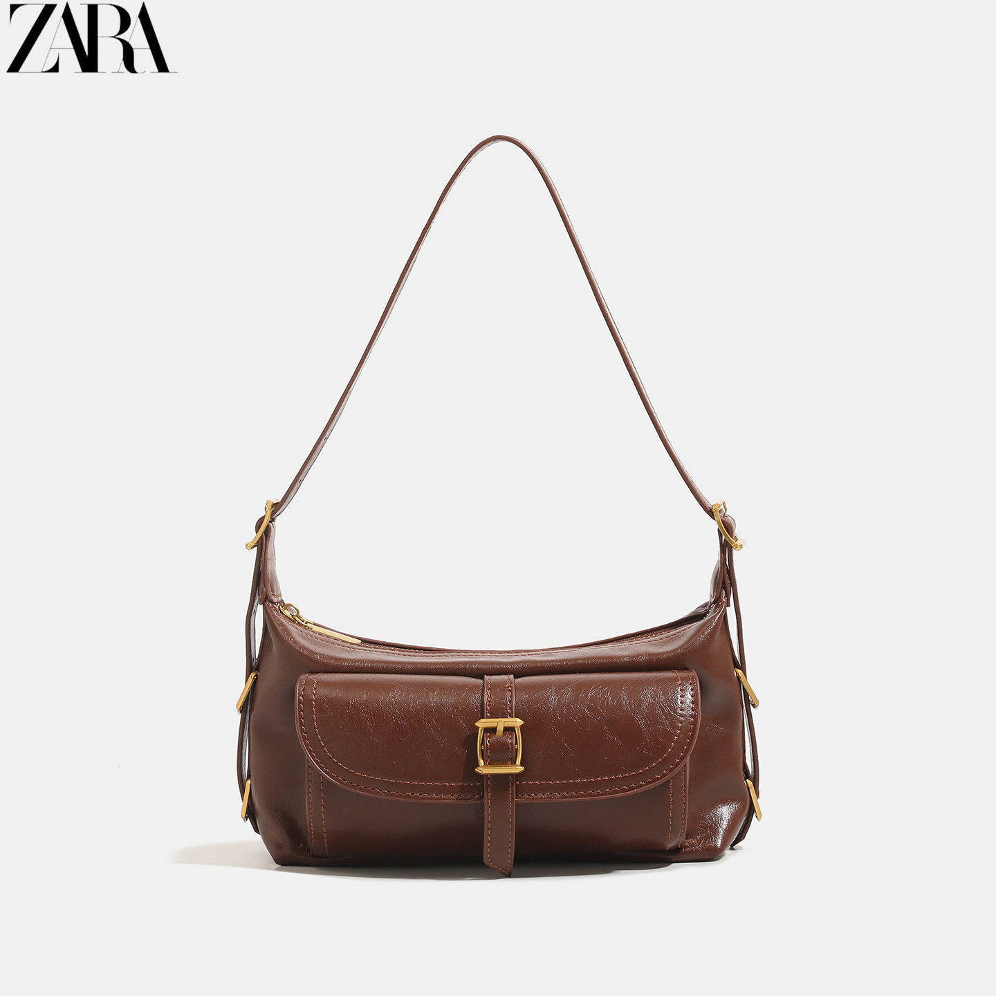 法式复古油蜡皮腋下包包女2025新款时尚小众单肩斜挎包高级感小包