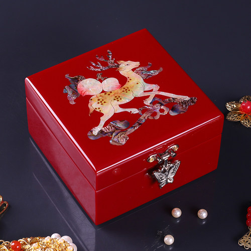 迷你螺钿漆器饰品盒便携式首饰盒