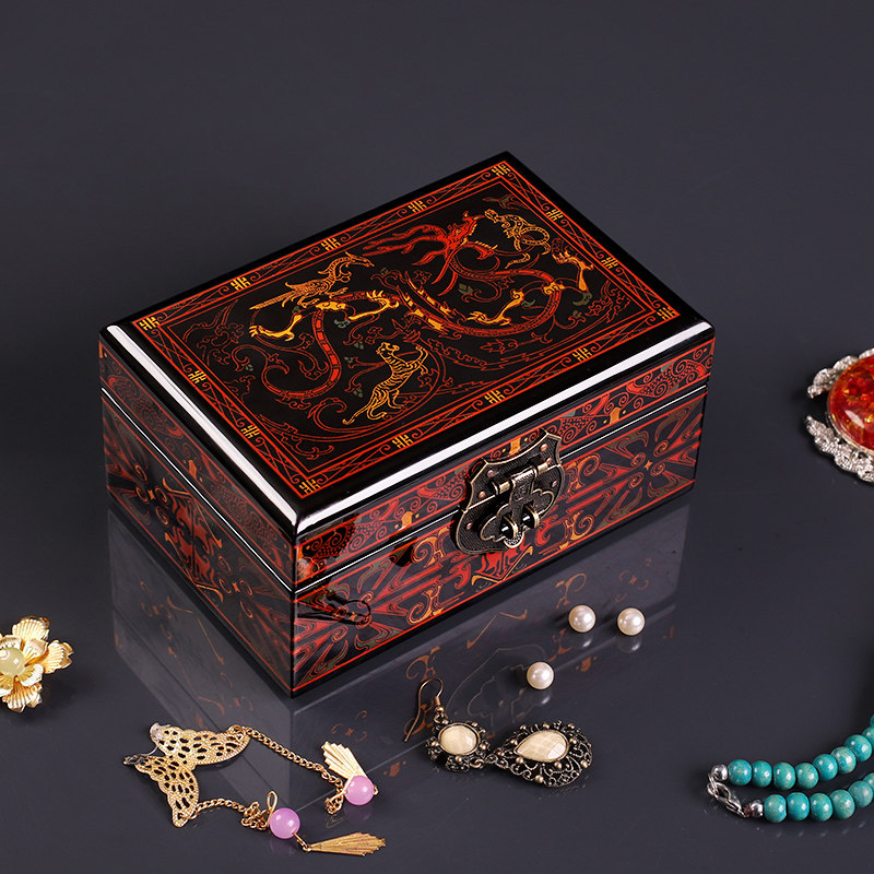 四神云气图仿古漆器首饰盒迷你复古风汉纹珠宝收纳盒定制荆楚文化,特色手工艺,漆器,淘宝优惠券,粉丝福利购,淘宝优惠卷