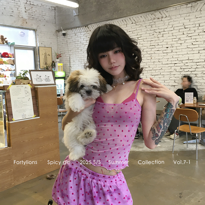 fortylions 草莓波点印花辣妹多巴胺三件套宽松舒适时髦甜辣少女