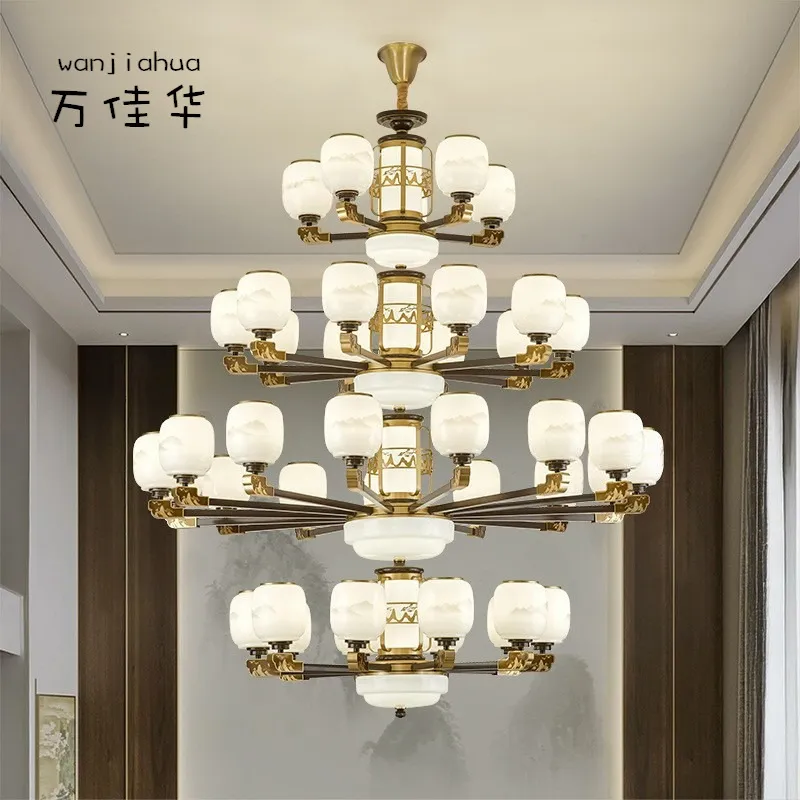 复式楼大吊灯新中式别墅四层多层酒店大厅中空自建房楼梯长吊灯,家装灯饰光源,智能吊灯,淘宝优惠券,粉丝福利购,淘宝优惠卷