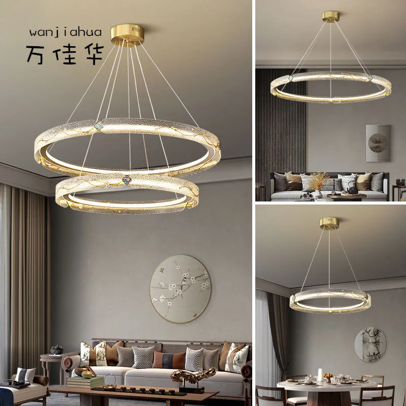 【疏香】新中式珐琅彩吊灯轻奢水晶客厅灯别墅现代餐厅卧室灯具,家装灯饰光源,智能吊灯,淘宝优惠券,粉丝福利购,淘宝优惠卷