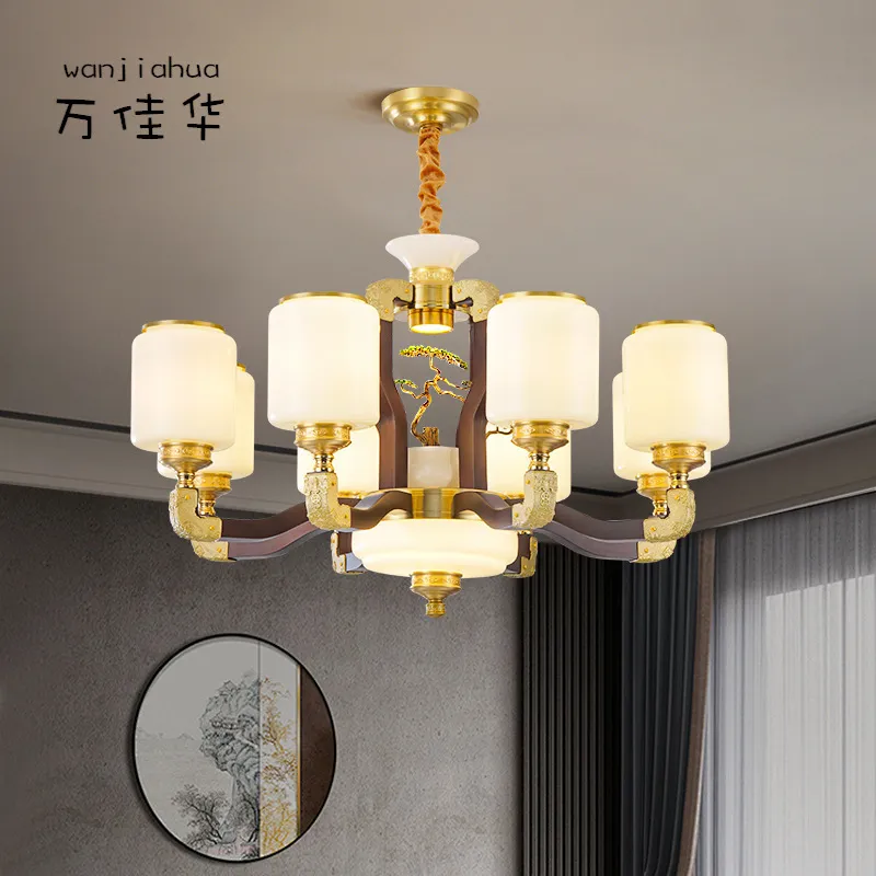 全铜新中式客厅灯大厅主灯现代简约大气餐厅吊灯感2025年新款,家装灯饰光源,智能吊灯,淘宝优惠券,粉丝福利购,淘宝优惠卷