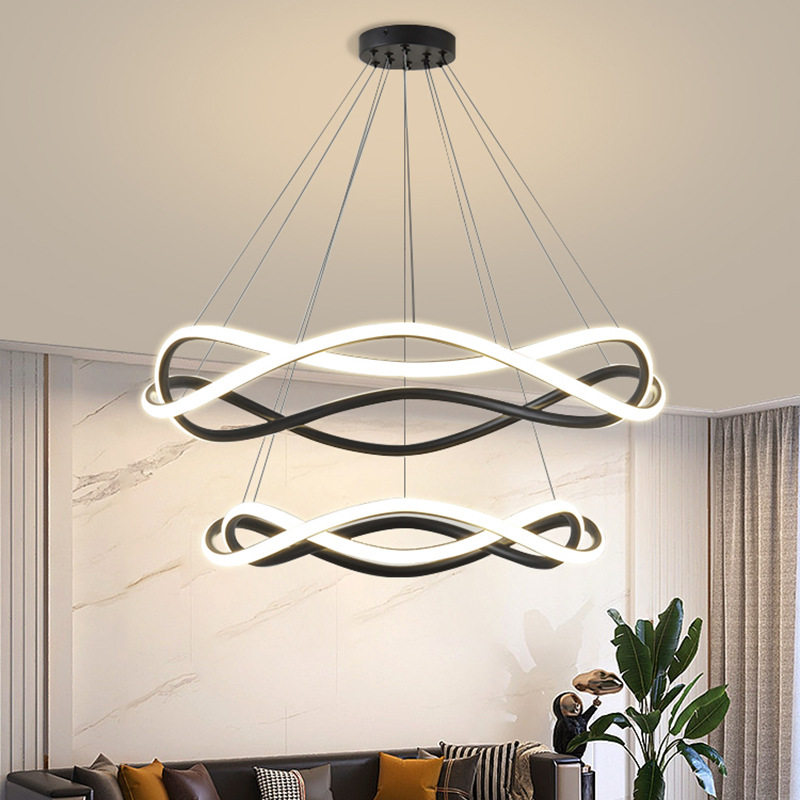 客厅吊灯简约现代极简轻奢大厅主灯圆圈圆环北欧客厅灯鱼线型,家装灯饰光源,卧室/书房吊灯,淘宝优惠券,粉丝福利购,淘宝优惠卷