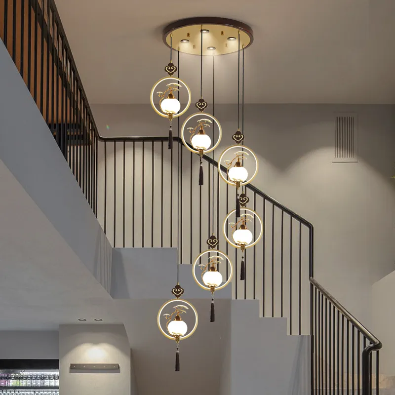 中山灯具新中式复式楼楼梯吊灯2025新款现代简约餐吊灯床头小吊灯,家装灯饰光源,智能吊灯,淘宝优惠券,粉丝福利购,淘宝优惠卷