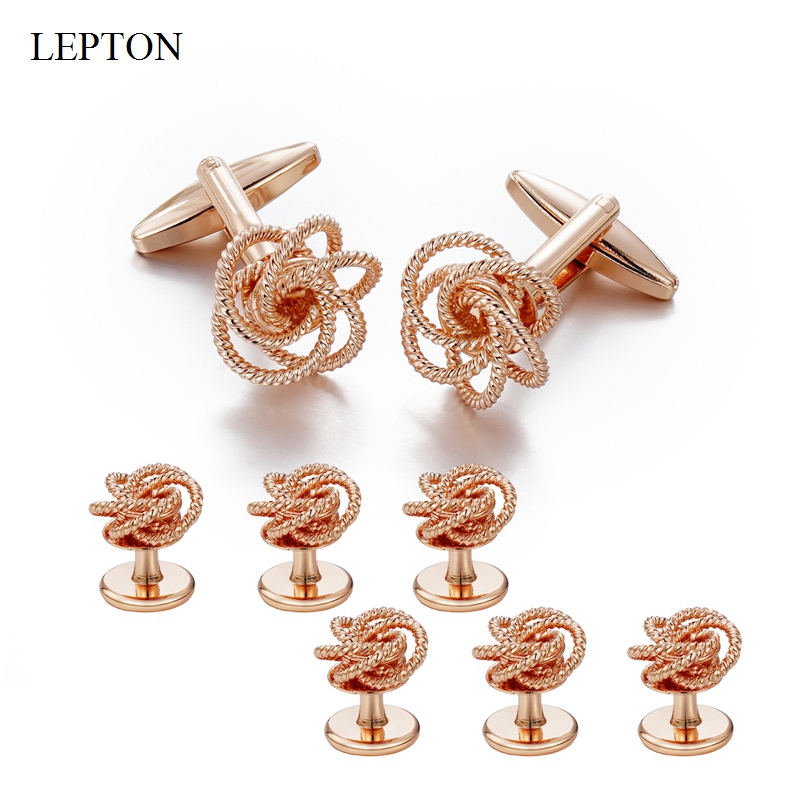 轻奢法式金银色麻花袖扣男女士玫瑰金金属纽纹镂空纽扣钉套装礼品