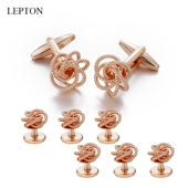 扣男女士玫瑰金金属纽纹镂空纽扣钉套装 轻奢法式 金银色麻花袖 礼品