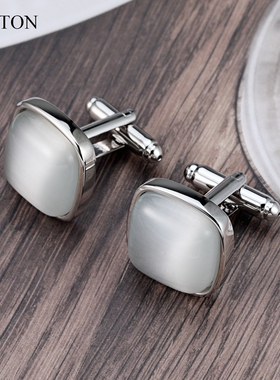 高端猫眼石商务cufflinks袖口钉